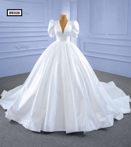 BE028 Front Satin Ball Gown