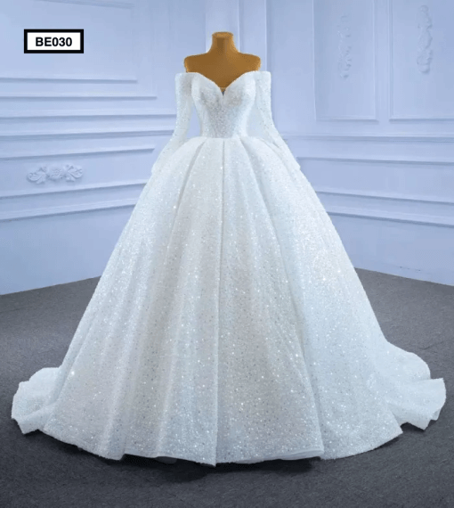 BE030 Front Sparkly Ball Gown