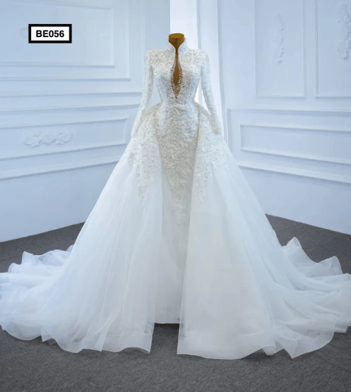 BE056 Front Extended Wedding Gown