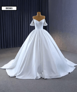 BE083 Front Strapless Satin wedding gown