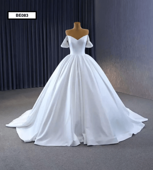 BE083 Front Strapless Satin wedding gown