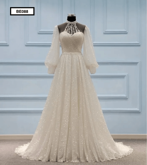 BE088 Front A- Line wedding gown