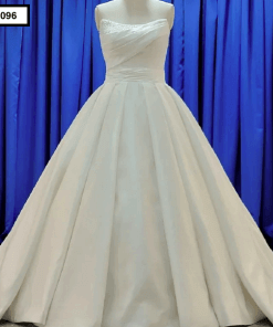 BE096 Front Strapless Satin Wedding Gown